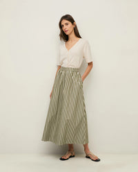 Yerse Midi Poplin Skirt in Ht Grn Stripe 44837