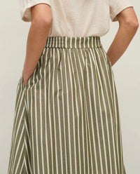 Yerse Midi Poplin Skirt in Ht Grn Stripe 44837