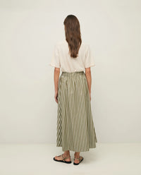 Yerse Midi Poplin Skirt in Ht Grn Stripe 44837