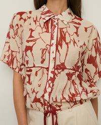 Yerse Printed Viscose Shirt in Dark Red 44840