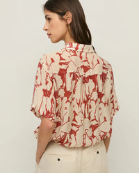 Yerse Printed Viscose Shirt in Dark Red 44840
