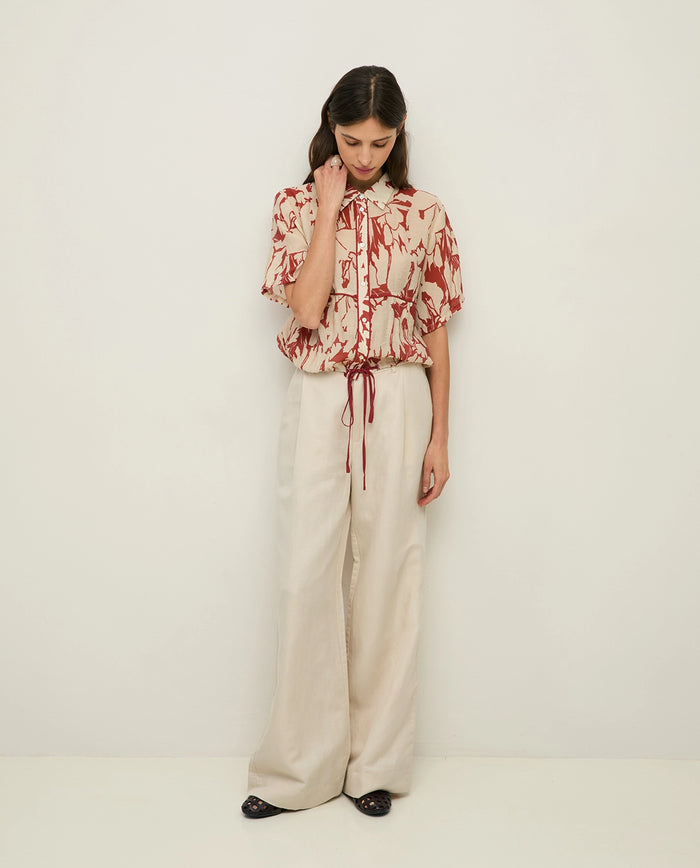 Yerse Printed Viscose Shirt in Dark Red 44840