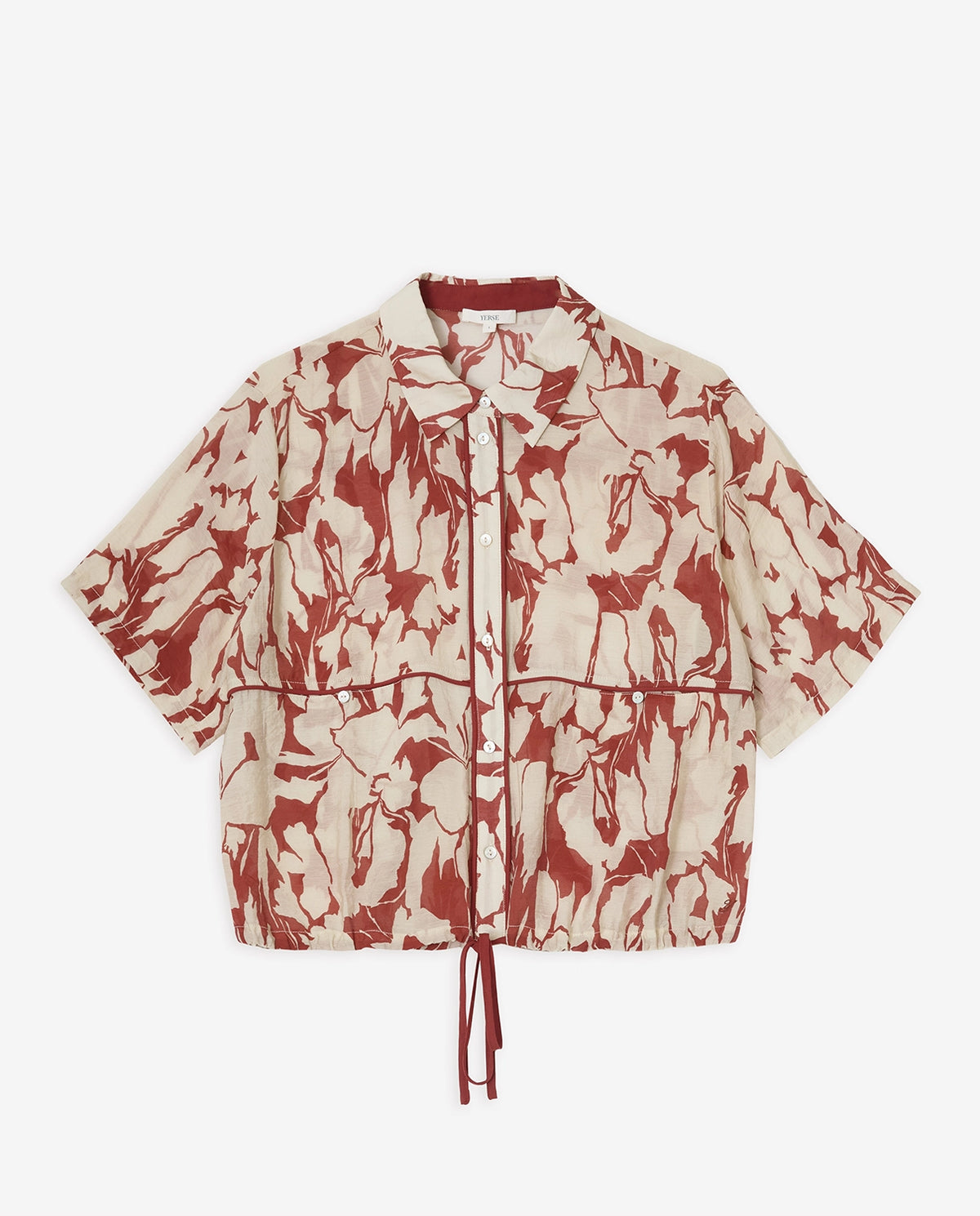 Yerse Printed Viscose Shirt in Dark Red 44840