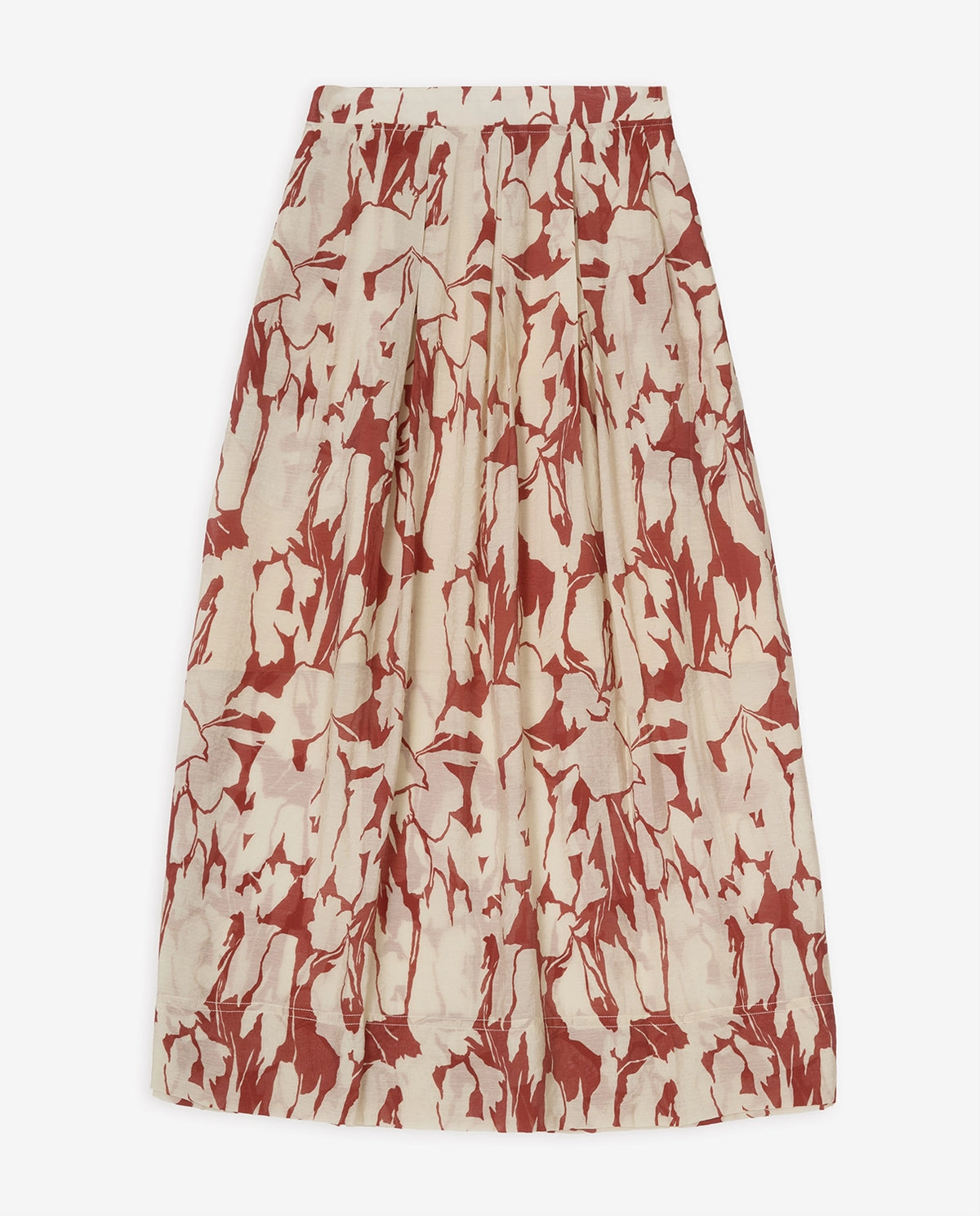 Yerse Printed Viscose Skirt in Dark Red 44841