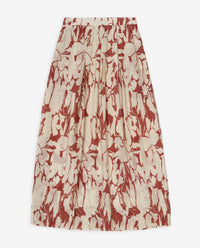 Yerse Printed Viscose Skirt in Dark Red 44841