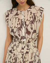 Yerse Printed Viscose Dress in Brown 44842