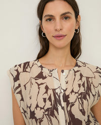 Yerse Printed Viscose Dress in Brown 44842