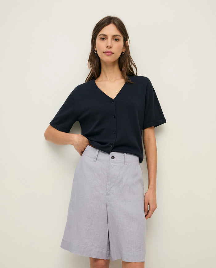 Yerse 100% Linen Shorts in Mauve 44852