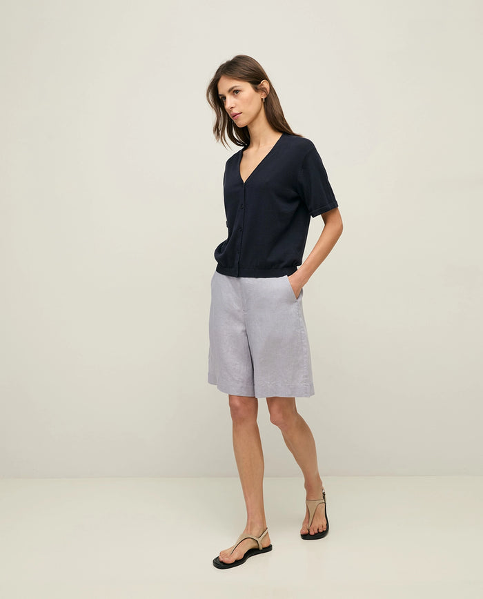 Yerse 100% Linen Shorts in Mauve 44852