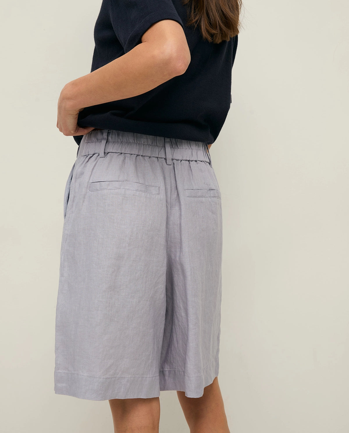 Yerse 100% Linen Shorts in Mauve 44852