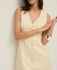 Yerse 100% Linen Dress in Ecru 44853