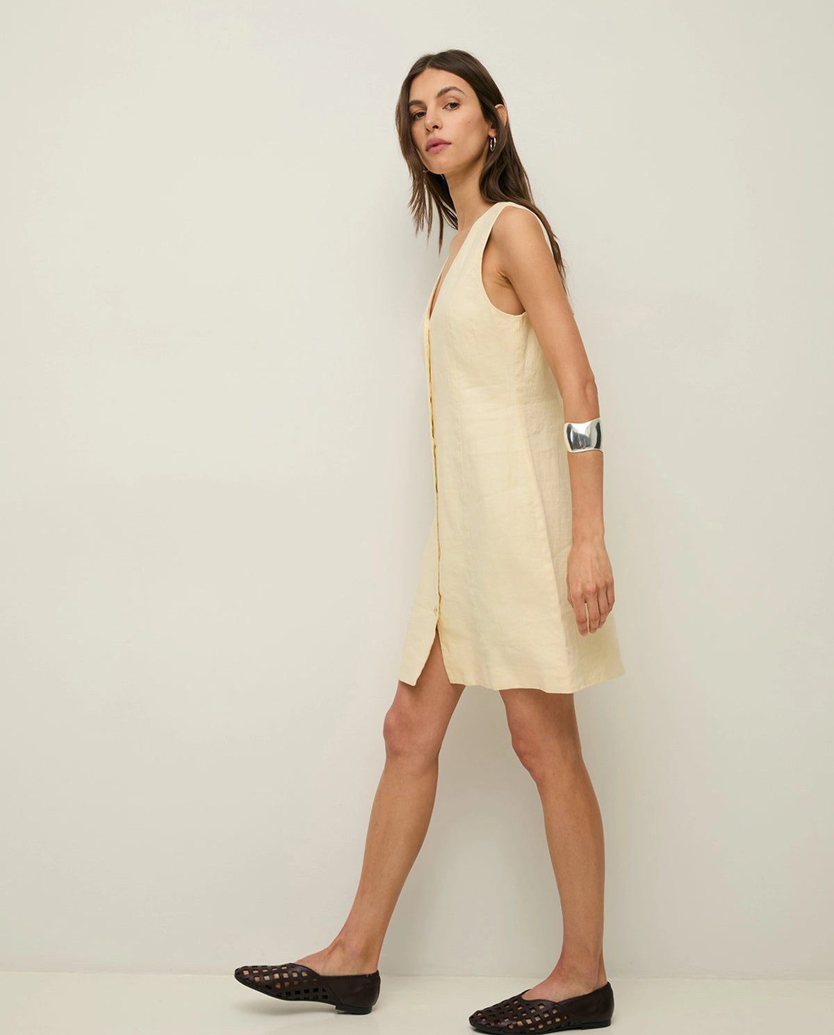 Yerse 100% Linen Dress in Ecru 44853
