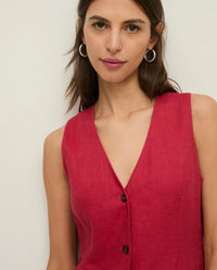 Yerse 100% Linen Dress in Raspberry 44853