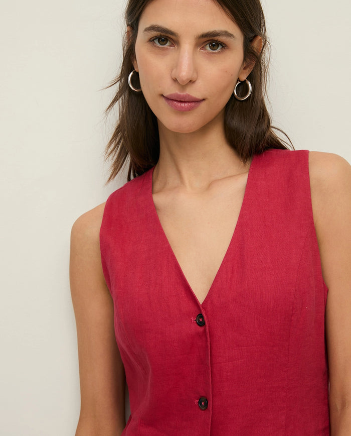 Yerse 100% Linen Dress in Raspberry 44853