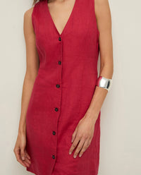 Yerse 100% Linen Dress in Raspberry 44853