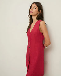 Yerse 100% Linen Dress in Raspberry 44853