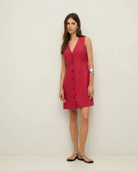 Yerse 100% Linen Dress in Raspberry 44853