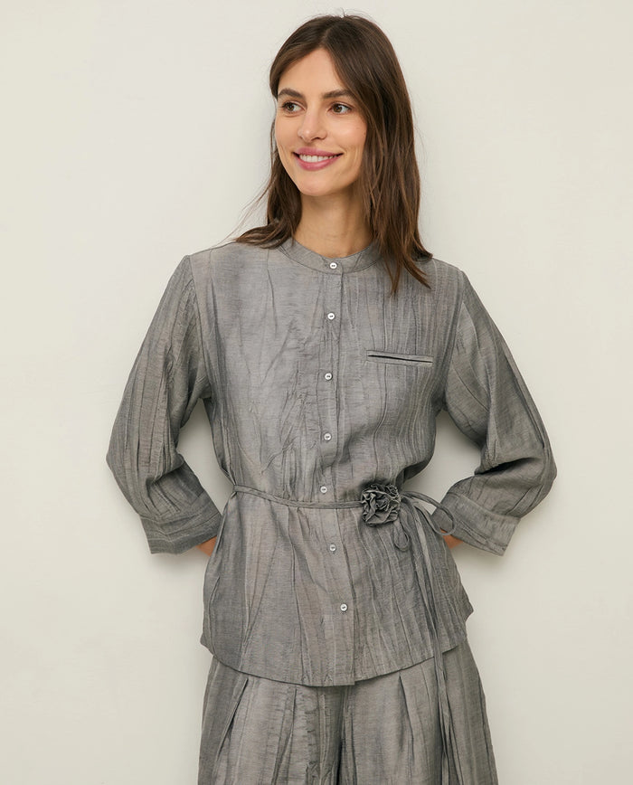 Yerse Crinkled Effect Shirt in Grey 44857