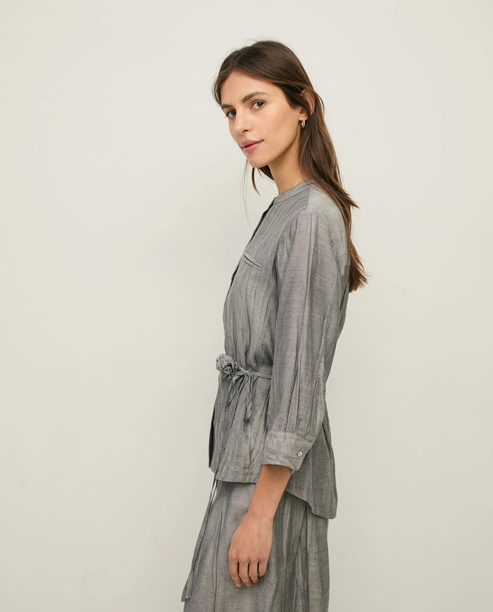 Yerse Crinkled Effect Shirt in Grey 44857