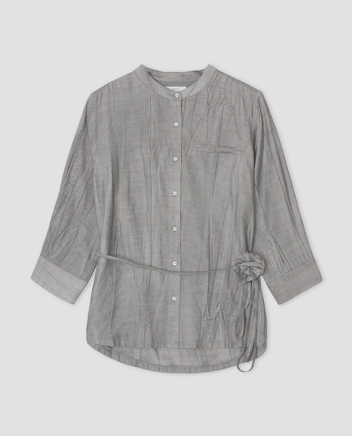 Yerse Crinkled Effect Shirt in Grey 44857