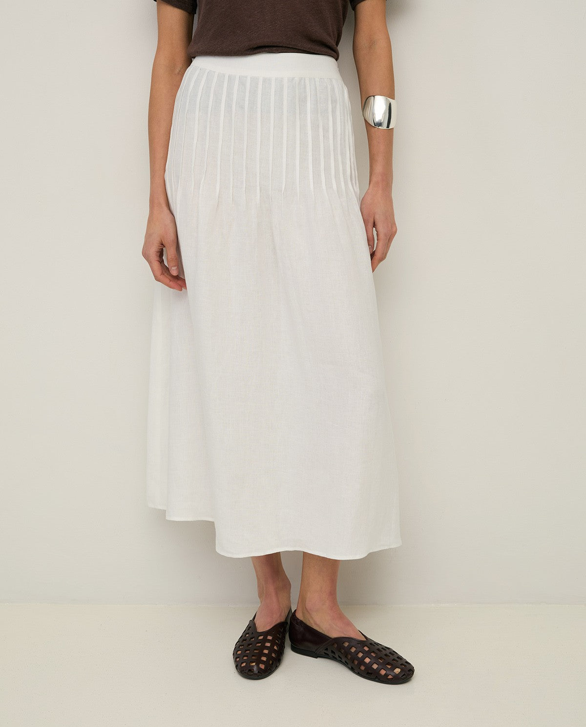 Yerse Hemp Midi Skirt in White 44861