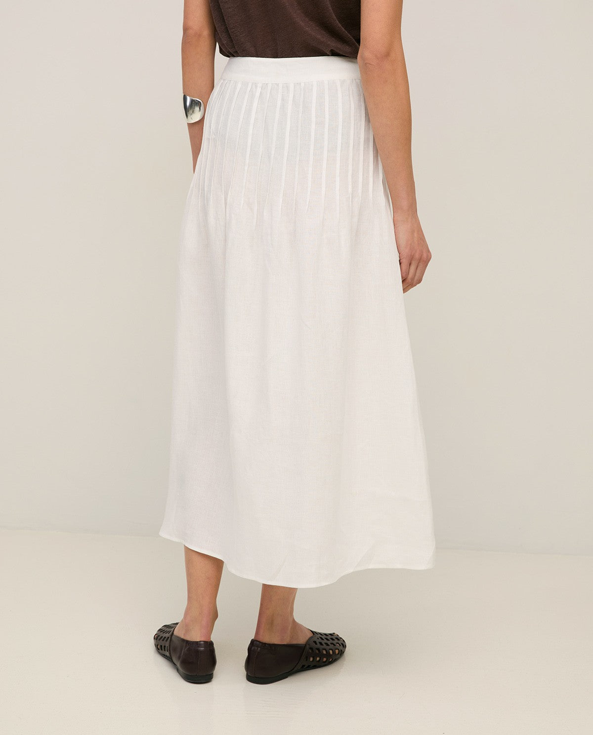 Yerse Hemp Midi Skirt in White 44861