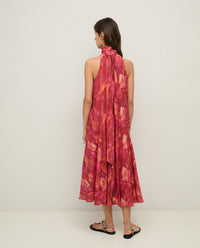Yerse Long Halter Neck Dress in Stains 44878