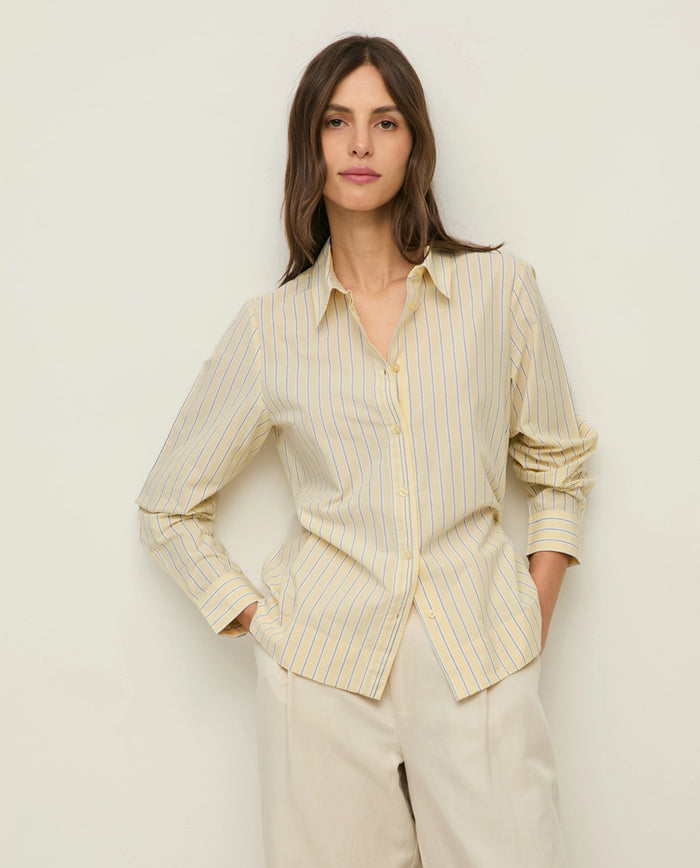 Yerse Basic Shirt Collar Shirt in Yellow Stripe 44887