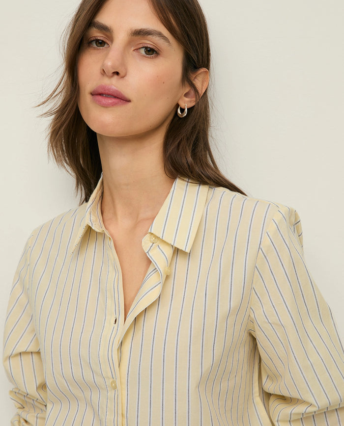 Yerse Basic Shirt Collar Shirt in Yellow Stripe 44887