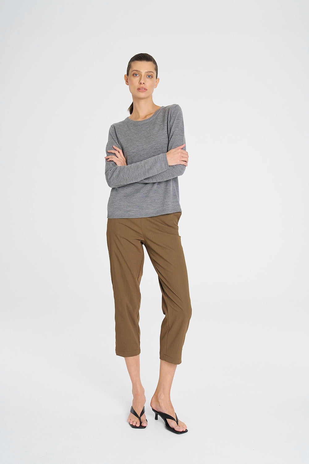 Mela Purdie Crew Sweater in Gray F14 9307