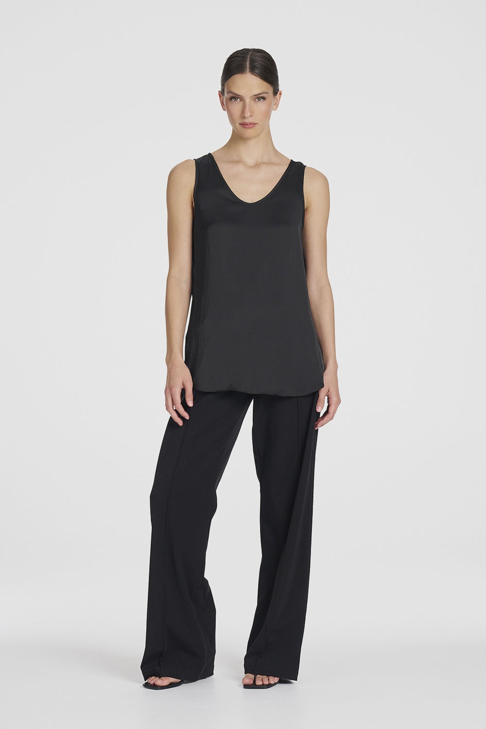 Mela Purdie Scoop Tank in Satin Black F622 80122