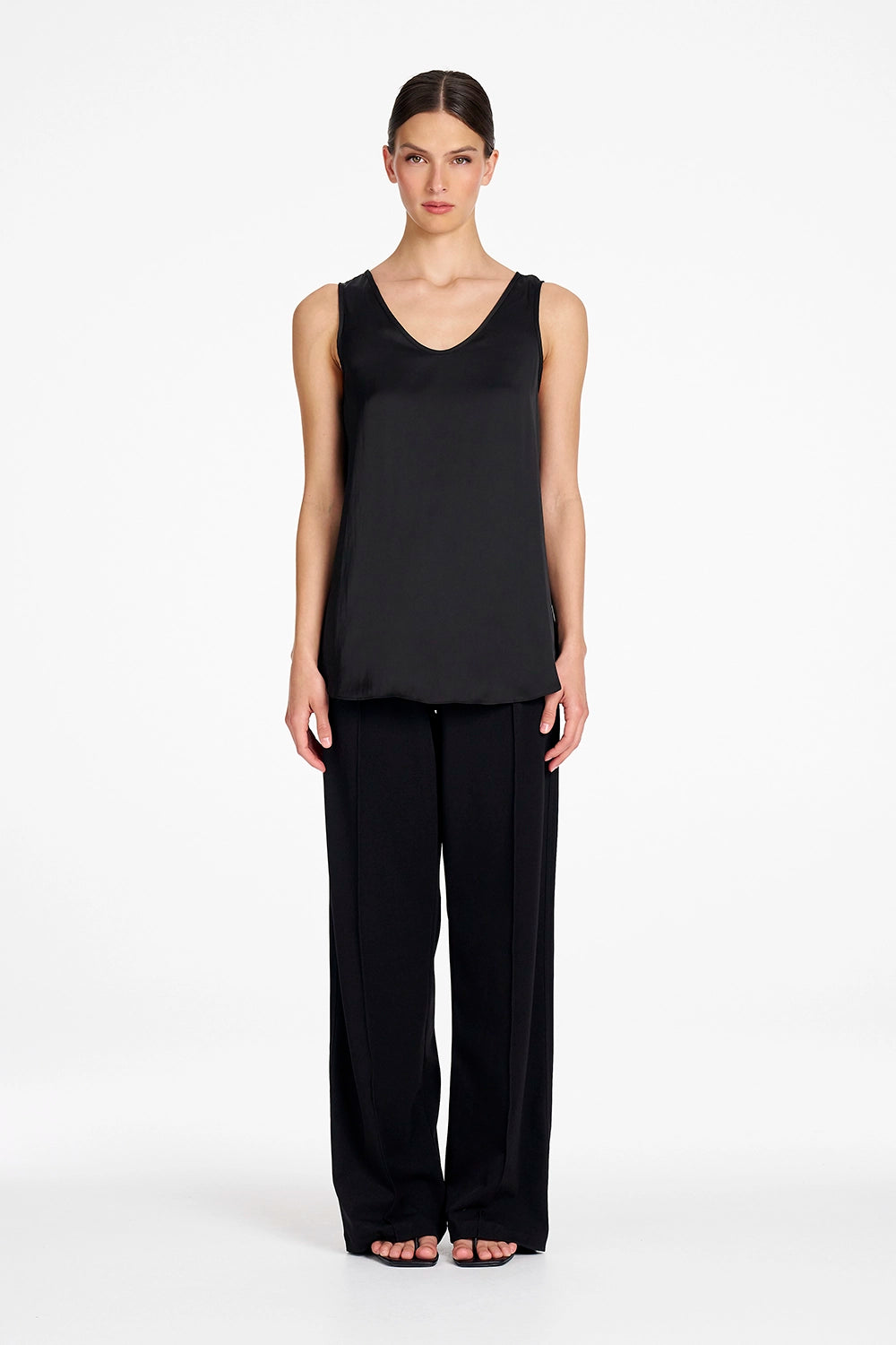 Mela Purdie Scoop Tank in Satin Black F622 80122