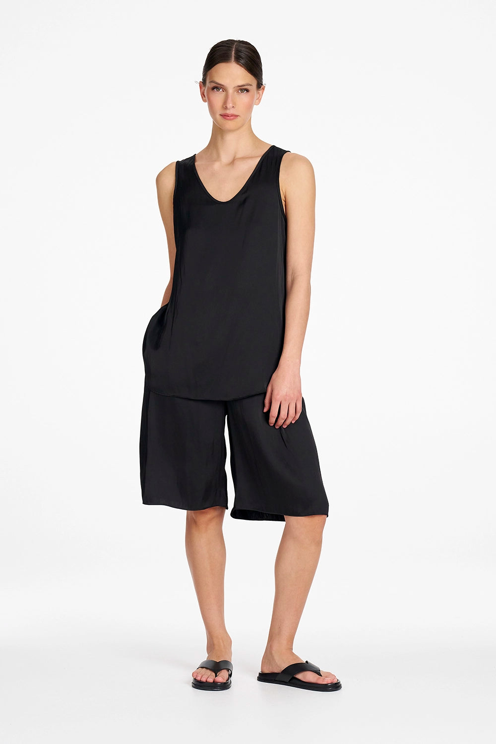 Mela Purdie Satin Shorts in Satin Black F622 10023
