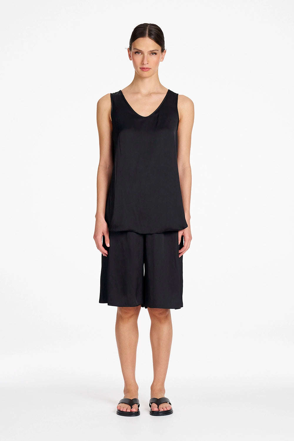 Mela Purdie Satin Shorts in Satin Black F622 10023