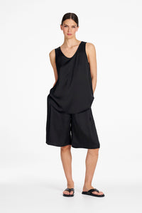 Mela Purdie Satin Shorts in Satin Black F622 10023