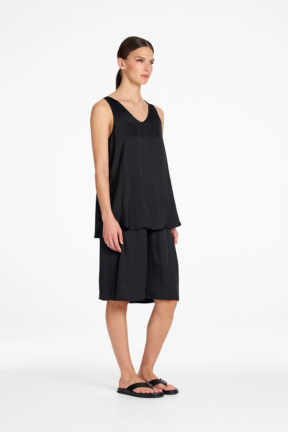 Mela Purdie Satin Shorts in Satin Black F622 10023