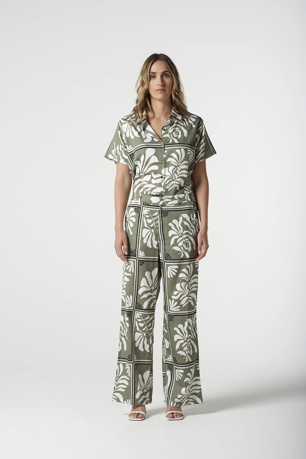 Goondiwindi Cotton Soft Ankle Pant in Sage Green Print 5283-222