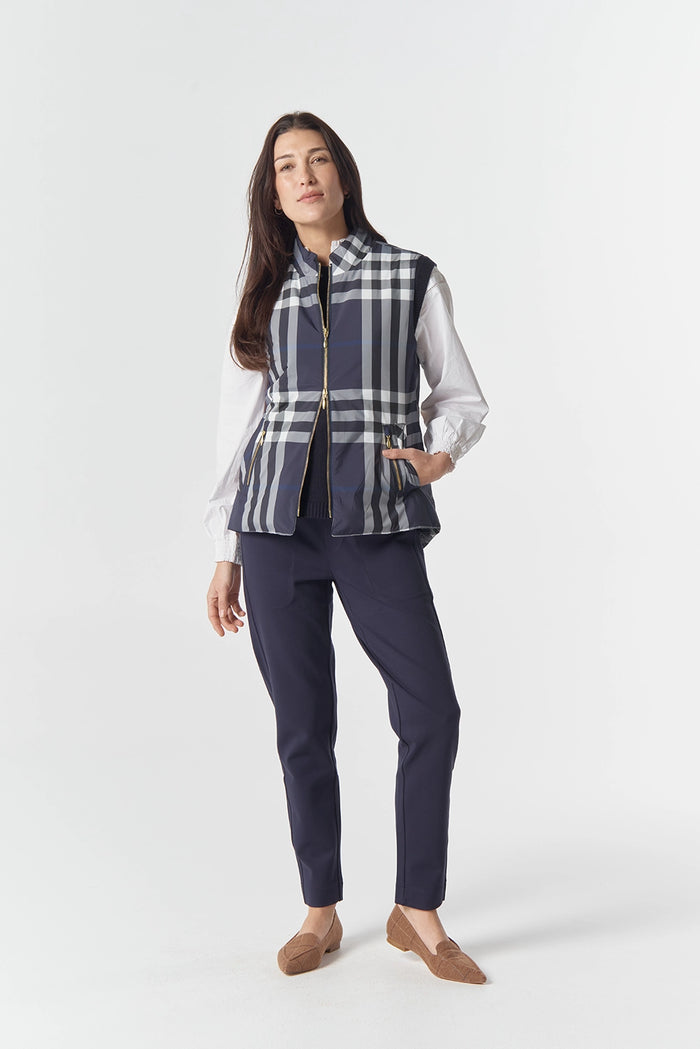 Goondiwindi Cotton The Rider Vest in Navy Check 5296