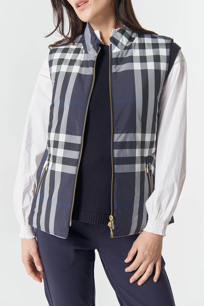 Goondiwindi Cotton The Rider Vest in Navy Check 5296