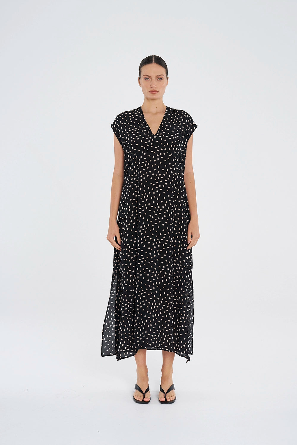 Mela Purdie Maxi Slice Dress in Black/Meringue F856 3383 - Pre-Order December Delivery