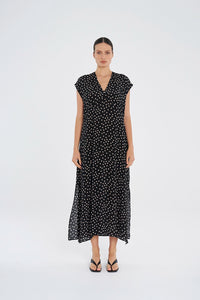 Mela Purdie Maxi Slice Dress in Black/Meringue F856 3383 - Pre-Order December Delivery