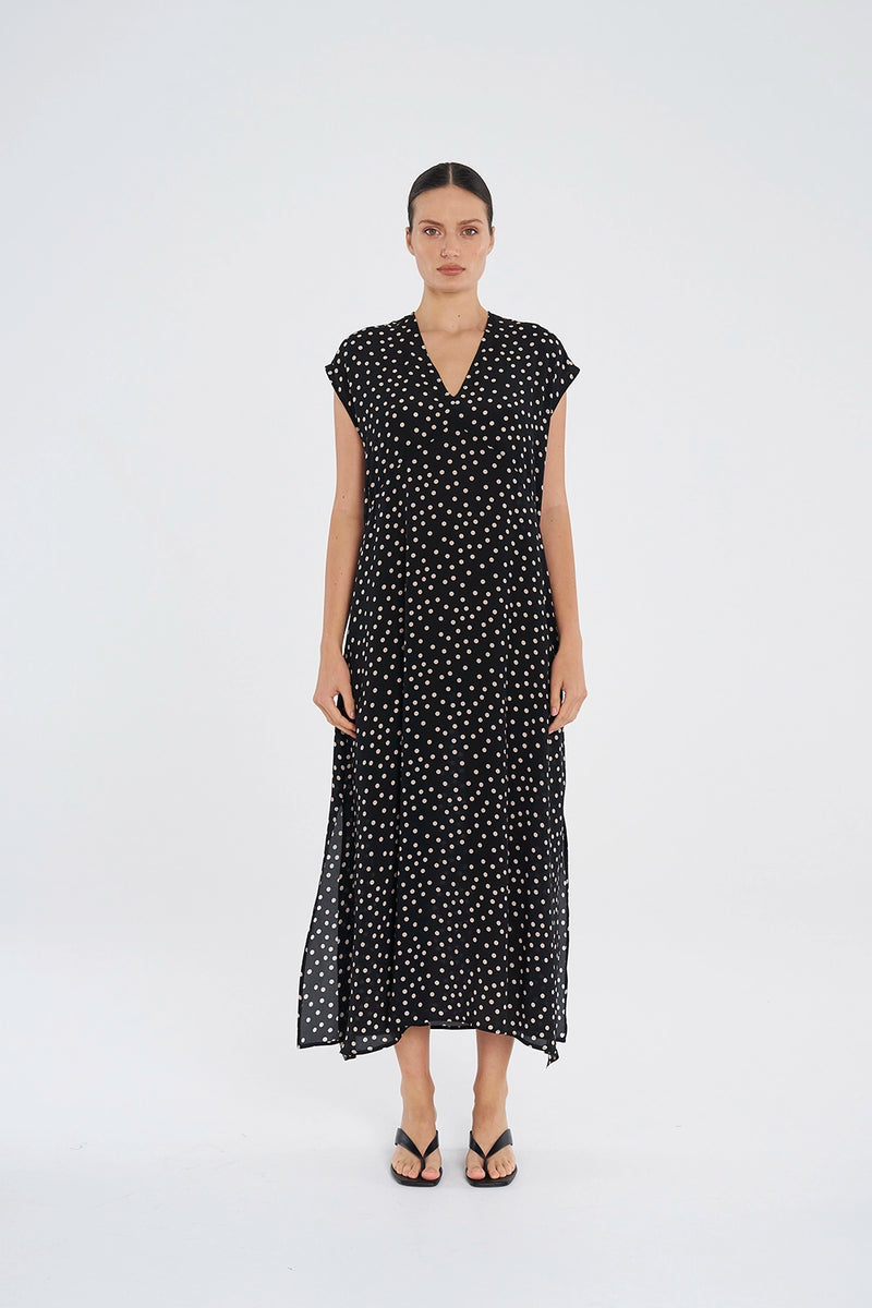 Mela Purdie Maxi Slice Dress in Black/Meringue F856 3383 - Pre-Order December Delivery