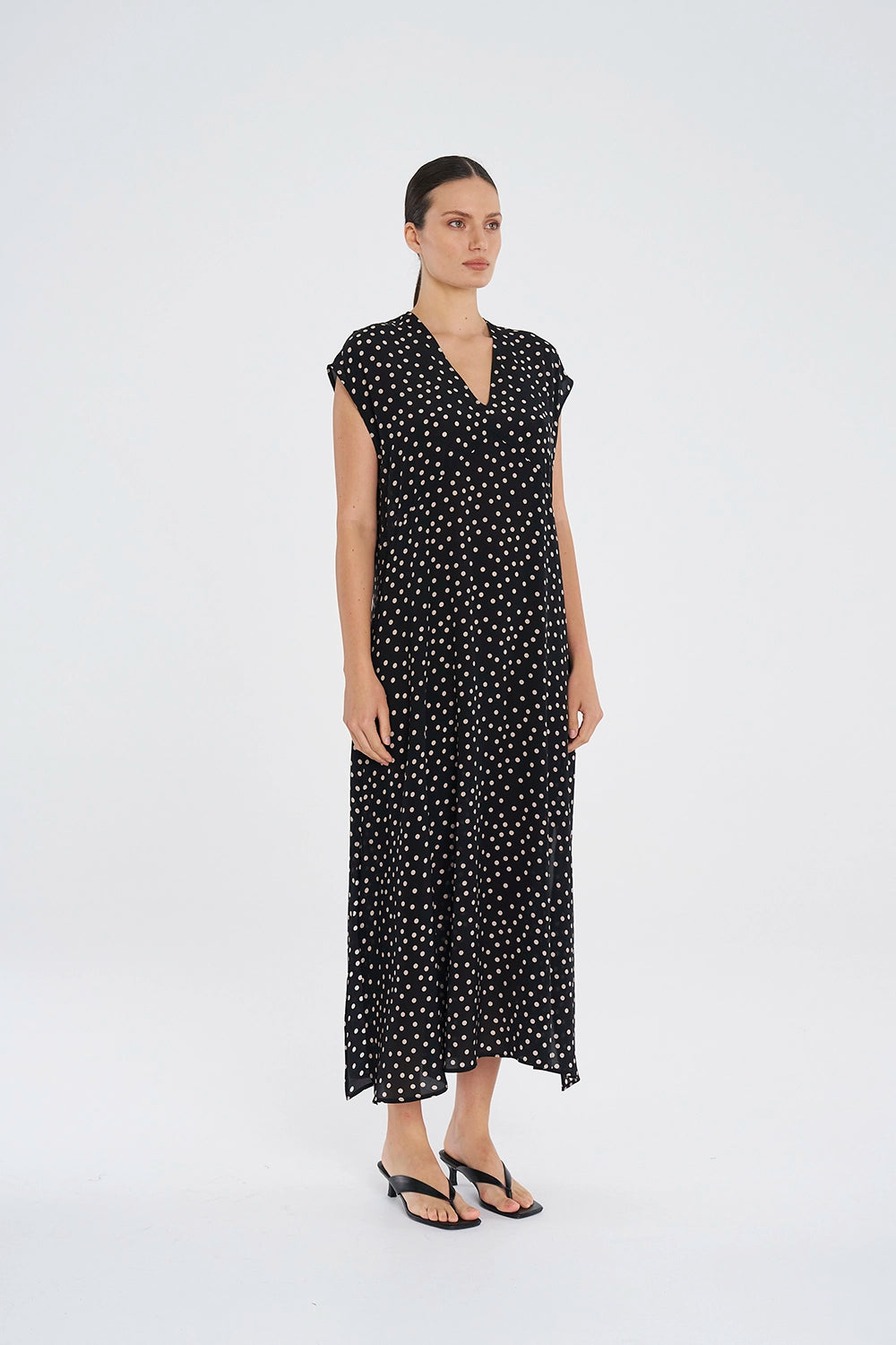 Mela Purdie Maxi Slice Dress in Black/Meringue F856 3383 - Pre-Order December Delivery