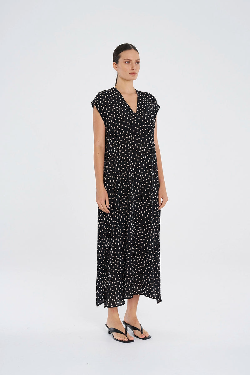 Mela Purdie Maxi Slice Dress in Black/Meringue F856 3383 - Pre-Order December Delivery