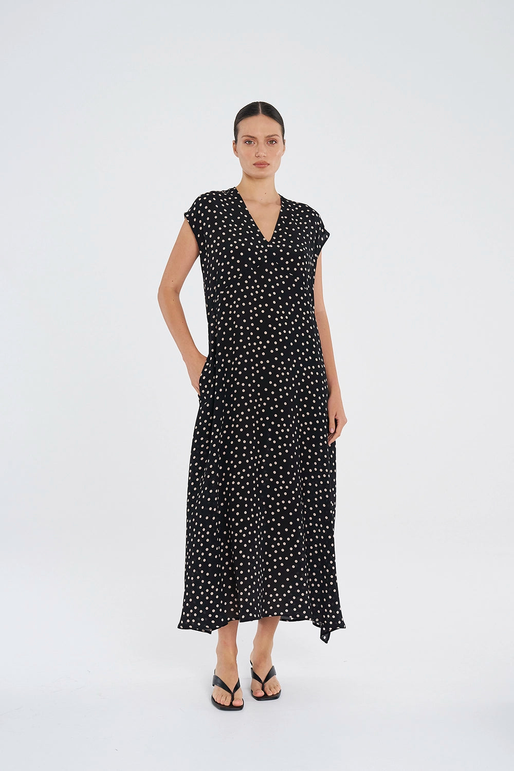 Mela Purdie Maxi Slice Dress in Black/Meringue F856 3383 - Pre-Order December Delivery