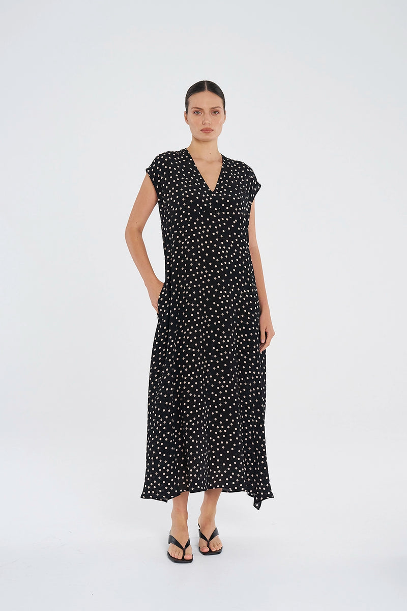 Mela Purdie Maxi Slice Dress in Black/Meringue F856 3383 - Pre-Order December Delivery