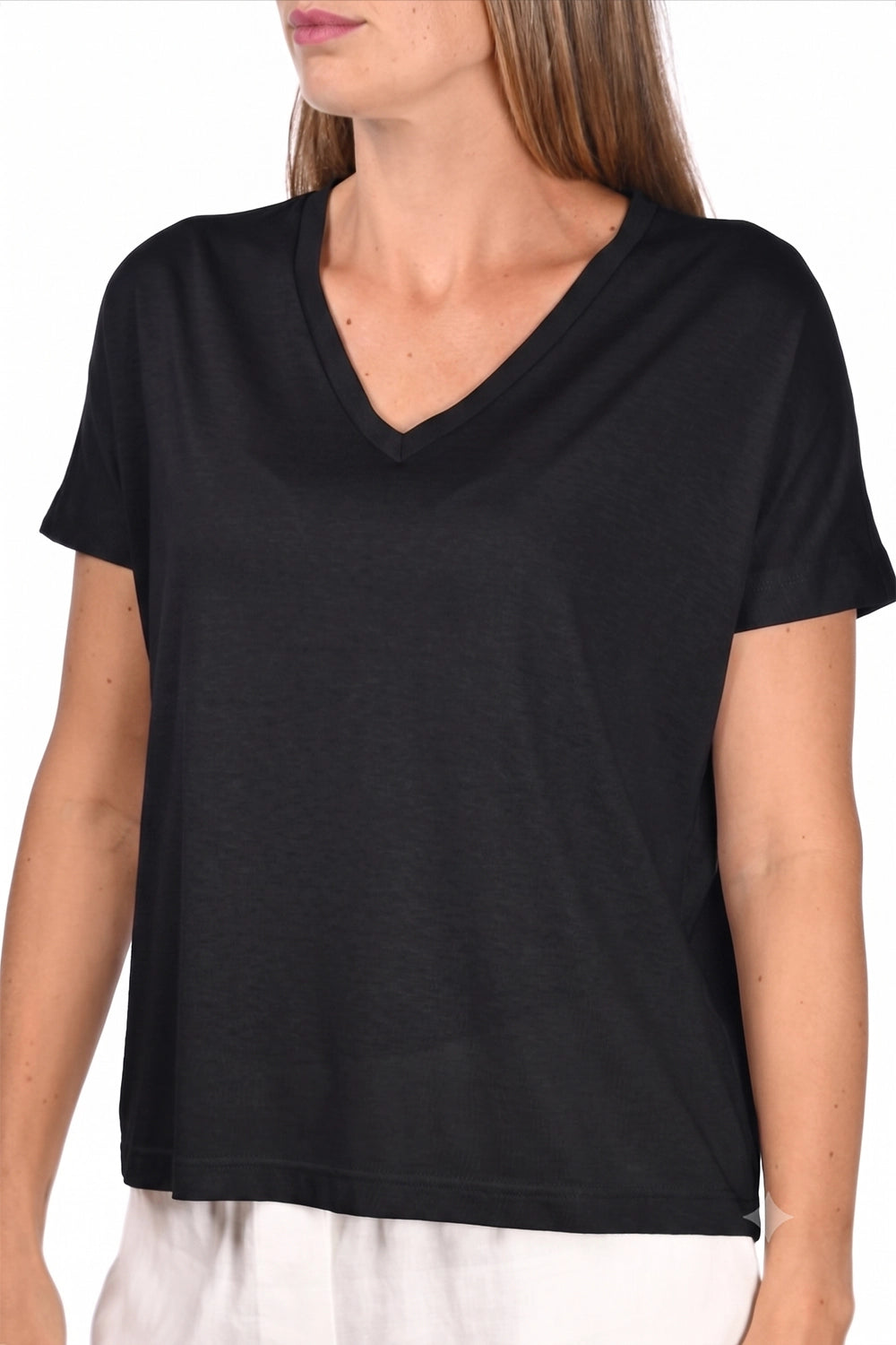Gran Sasso Silk Jersey T-Shirt in Black 60285-86700