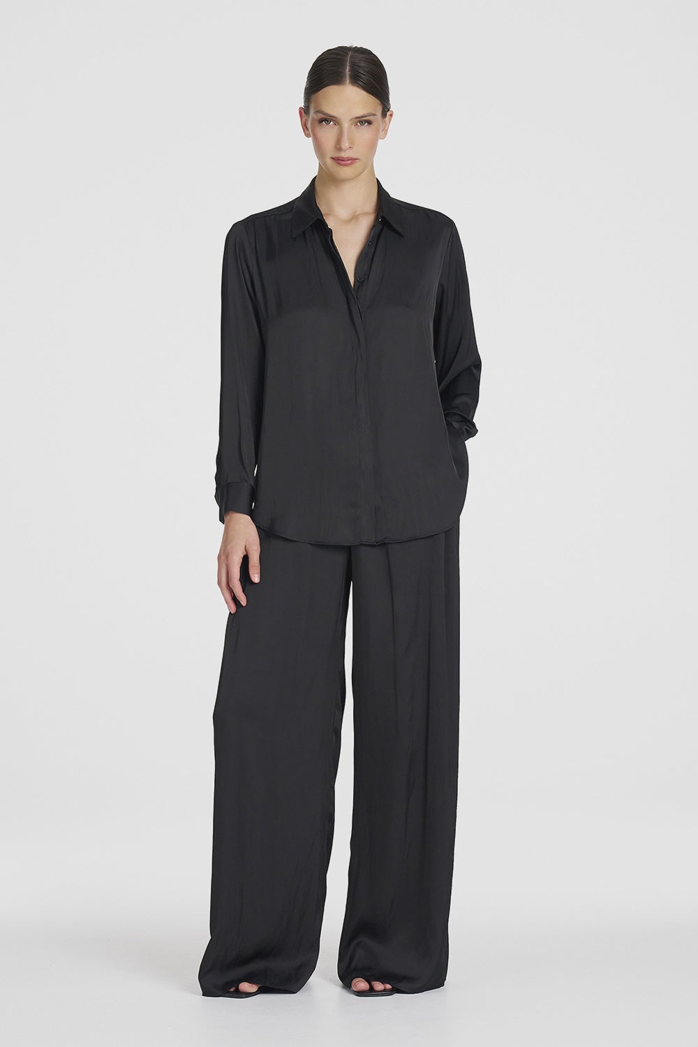 Mela Purdie Charmeuse Pant in Satin Black F622 1991
