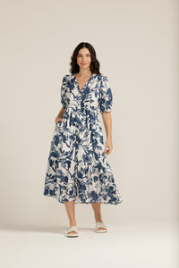 Goondiwindi Cotton Blue Floral Button Through Dress 6257-160-S23