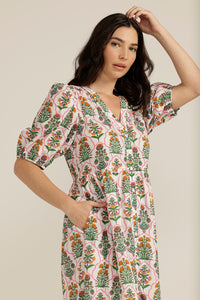 Goondiwindi Cotton Pink Floral Button Through Dress 6257-161-S23